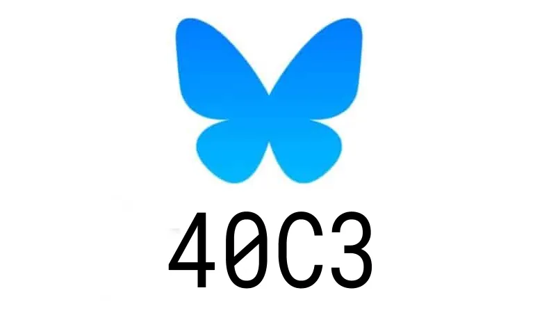 blue butterfly symbol with the black text 40C3 underneath, background white